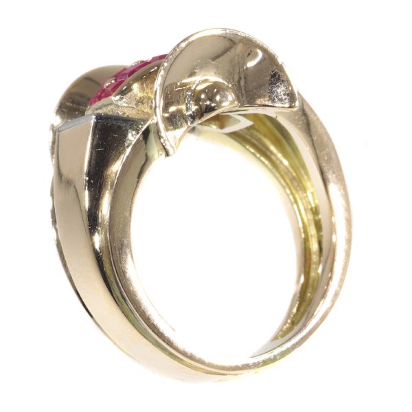 Vintage Retro Ruby and Diamond Ring