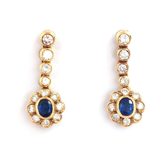 Vintage Sapphire diamond drop earrings
