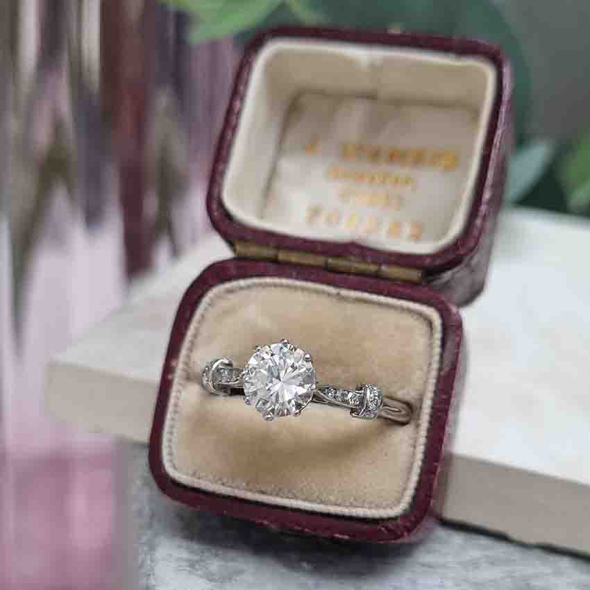 Art Deco 1.10ct Old European Cut Diamond Solitaire Engagement Ring