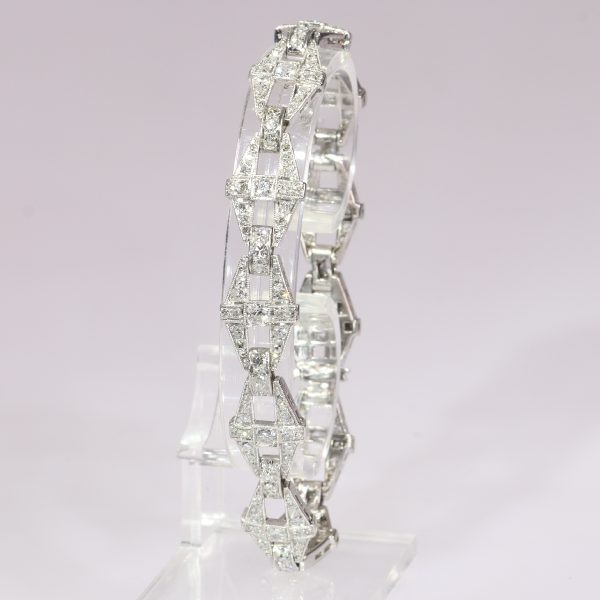 Vintage 1950's Platinum Diamond Panel Bracelet, 6 carats
