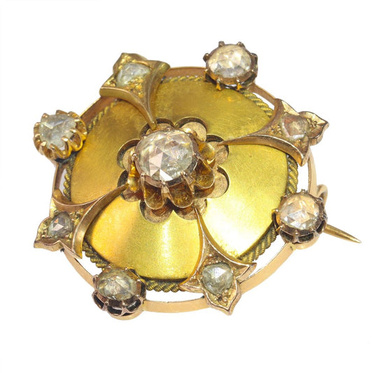 Antique Victorian Rose Cut Diamond Brooch