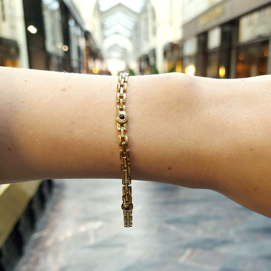 Ruby Set 18ct Yellow Gold Chain Link Bracelet