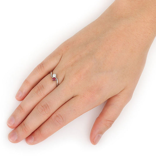 Vintage Ruby and Diamond Two Stone Toi et Moi Crossover Ring