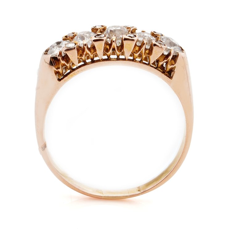 Victorian Antique 15ct Yellow Gold Old Cut and Rose Diamond Ring 19th century