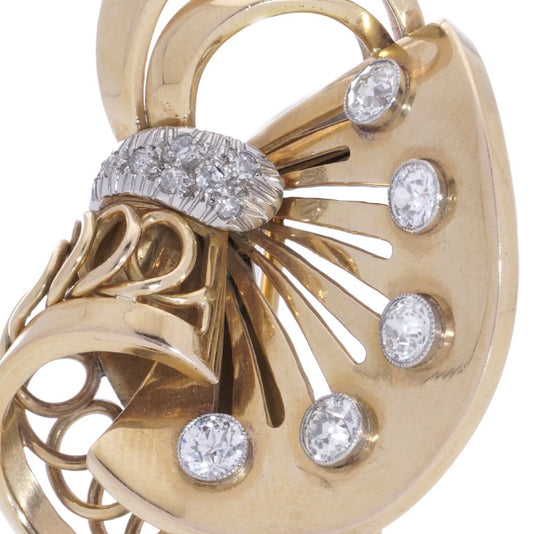 Vintage Retro Boucheron 1.41ct Diamond Set Gold Brooch