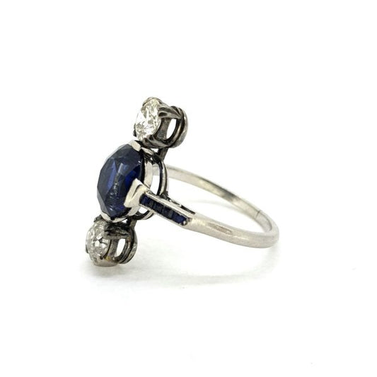 Sapphire and Diamond Three Stone Ring in Platinum