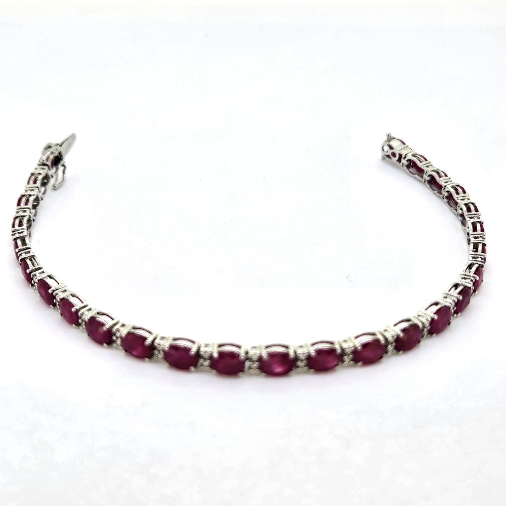 10.35ct Oval Ruby and Diamond Line Bracelet