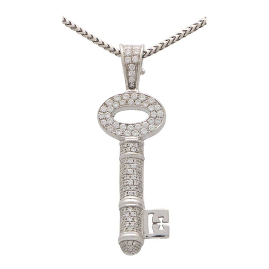 Vintage Theo Fennell 18K diamond key pendant necklace.