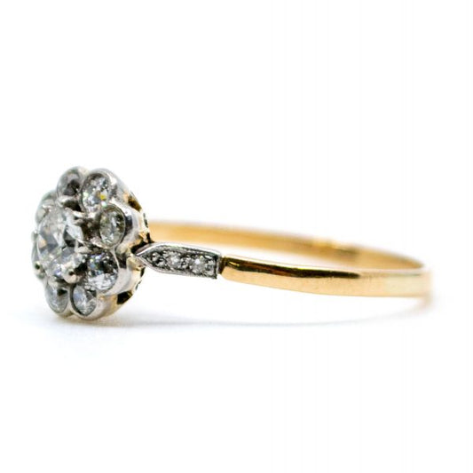 Antique Edwardian Old Mine Cut Diamond Cluster Ring