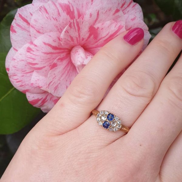 Antique Victorian Sapphire and Diamond Cluster Ring