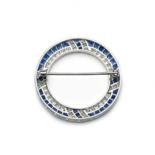 BAILEY BANKS & BIDDLE ART DECO SAPPHIRE DIAMOND AND PLATINUM CIRCLE BROOCH CIRCA 1930