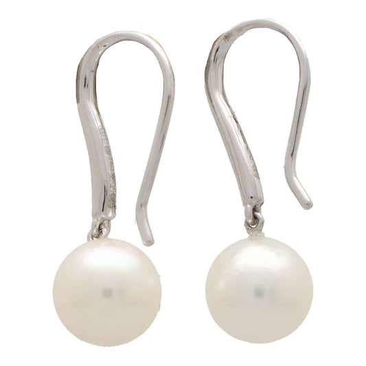 Akoya Pearl and Diamond Drop Earrings