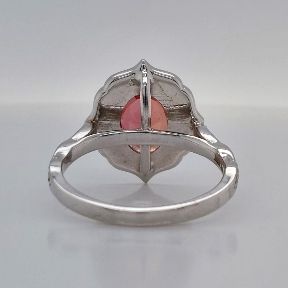 Padschapdra Sapphire and Diamond Cluster Ring