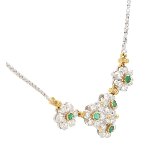 Vintage Buccellati Primavera Diamond and Emerald Necklace