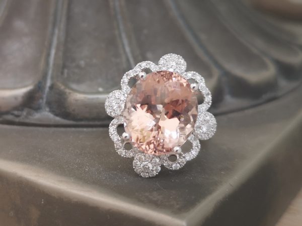 8.06ct Morganite and Diamond Dress Ring in 18ct White Gold