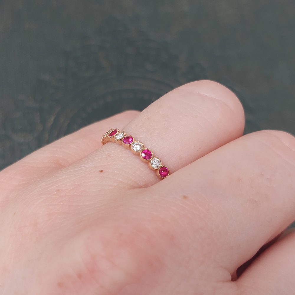 0.34ct Ruby and Diamond 18ct Rose Gold Eternity Ring