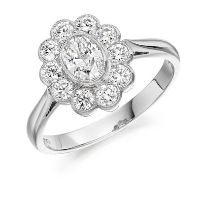 0.87ct Oval Diamond Cluster Ring