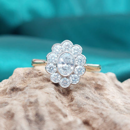 0.87ct Oval Diamond Cluster Ring