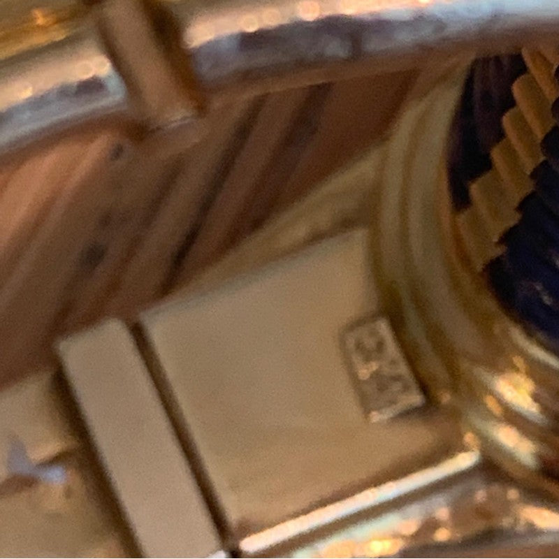 Vintage 1970s Sodalite and 18ct Yellow Gold Ribbed Bangle Bracelet by Zolotas