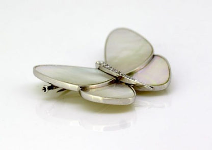 Van Cleef and Arpels 18ct White Gold and Mother of Pearl Butterfly Brooch