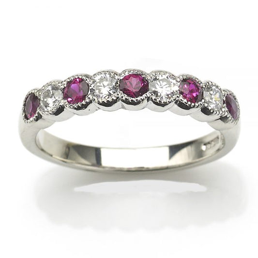 Ruby & Diamond Half Eternity Ring