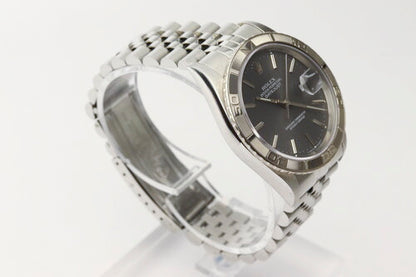 Rolex Datejust Turn-O-Graph Watch, 36mm; rotating bezel, grey dial, date indicator and sapphire crystal, automatic movement, stainless steel, Jubilee bracelet with fold over clasp, With Rolex service card.