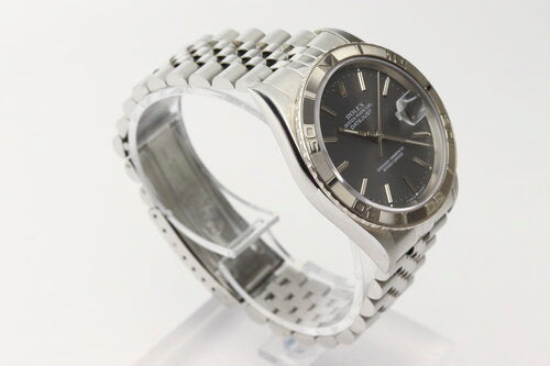 Rolex Datejust Turn-O-Graph Watch, 36mm; rotating bezel, grey dial, date indicator and sapphire crystal, automatic movement, stainless steel, Jubilee bracelet with fold over clasp, With Rolex service card.