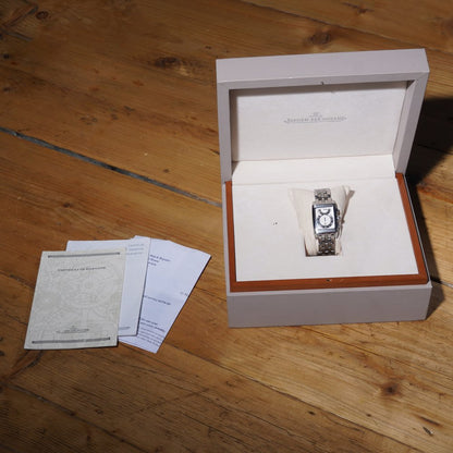 Jaeger LeCoultre Gran Sport Reverso Chronograph Watch with Box and Papers