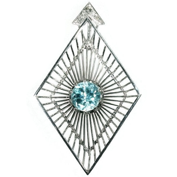 Vintage Chris Steenbergen Diamond and Starlite White Gold Pendant