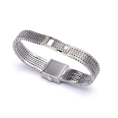 Patek Philippe 18ct White Gold Watch with Square Diamond Bezel