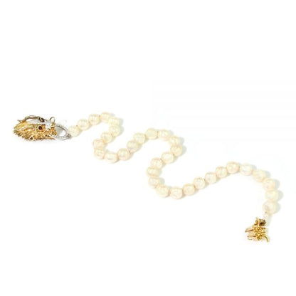 Vintage South Sea Pearl Necklace with Diamond Set Dragons Head Clasp, Circa 1970s
