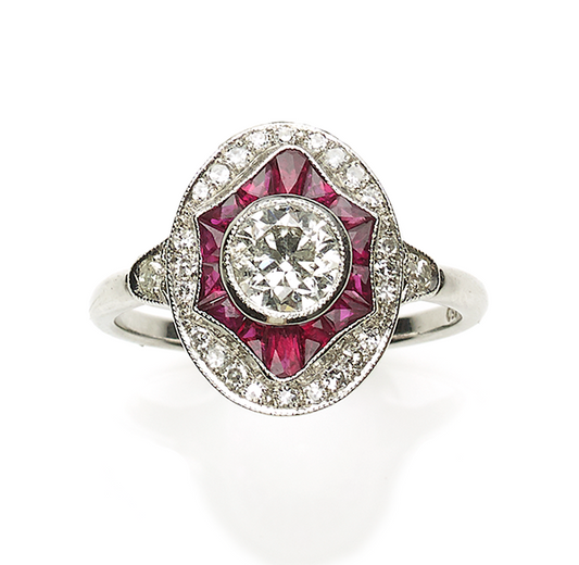 Art Deco style ruby and diamond ring