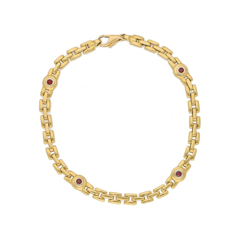 Ruby Set 18ct Yellow Gold Chain Link Bracelet
