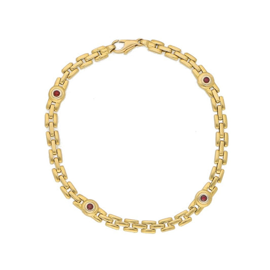 Ruby Set 18ct Yellow Gold Chain Link Bracelet