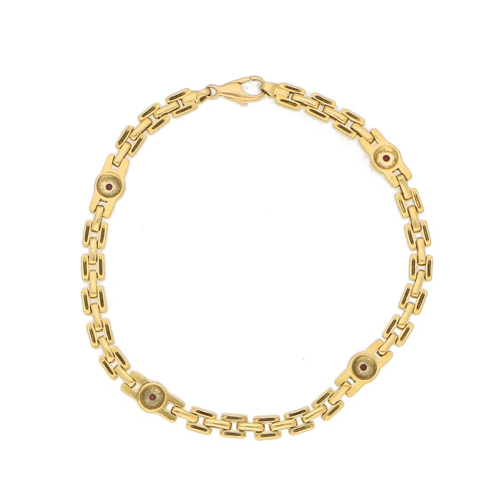 18ct Yellow Gold Chain Link Bracelet with Rubies