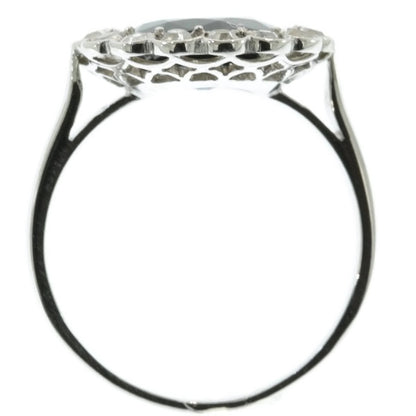 Antique Art Deco Platinum Diamond and Sapphire Engagement Ring