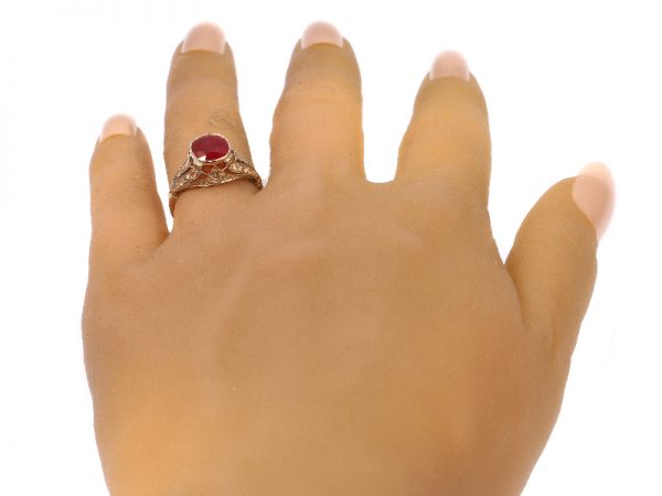 Antique Art Deco Burma Ruby and Diamond Engagement Ring, 3.19ct