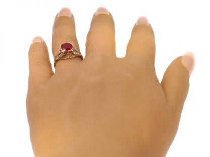 Antique Art Deco Burma Ruby and Diamond Engagement Ring, 3.19ct