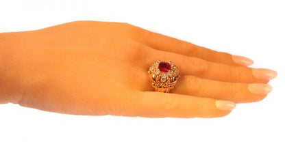Vintage Fifties Wolfers Ruby and Diamond Ring, 3.40ct total
