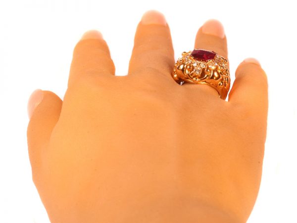 Vintage Fifties Wolfers Ruby and Diamond Ring, 3.40ct total