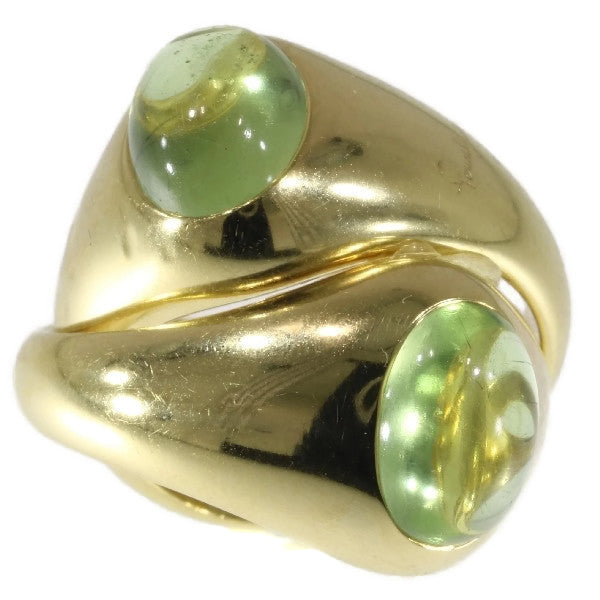 Vintage Italian Pomellato Demantoid Garnet Intertwined Gold Ring