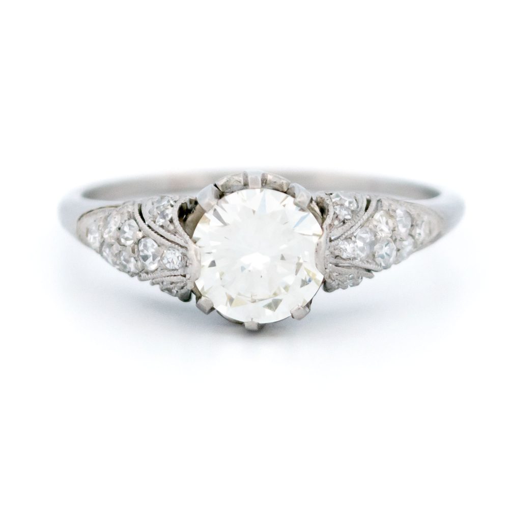 Art Deco Diamond Solitaire Engagement Ring In Platinum