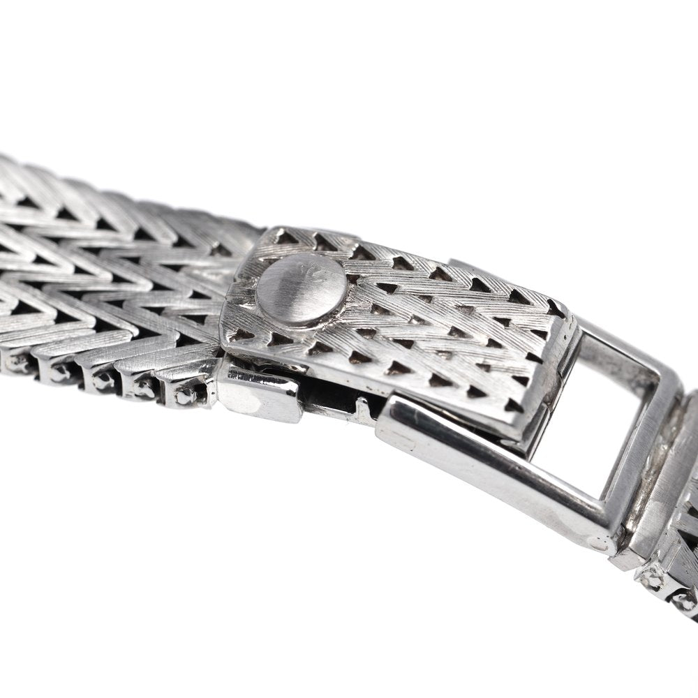 Patek Philippe 18ct White Gold Watch with Square Diamond Bezel