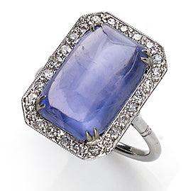 Art Deco sapphire diamond cluster ring platinum antique fine jewellery