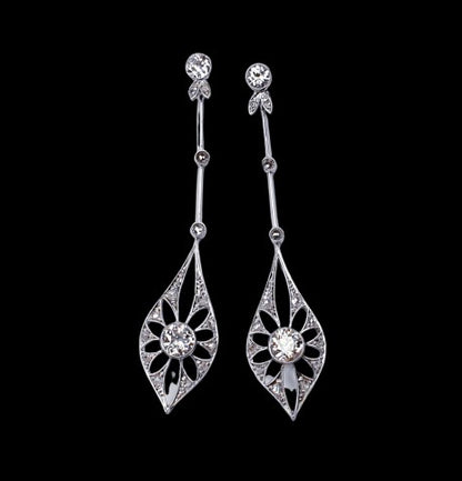 Antique Edwardian Old Cut Diamond Drop Earrings, Circa 1900