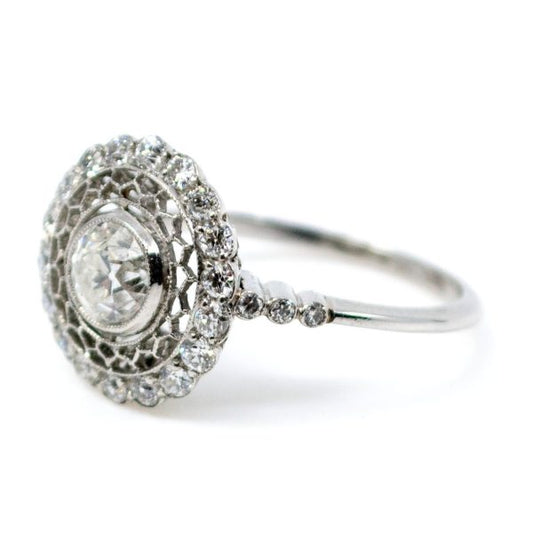 Vintage Old European Cut Diamond Ring, Platinum