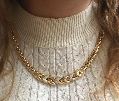 Vintage 1980s Steltman 18ct yellow gold rope necklace, with diamond set leaves, Signed