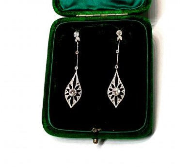 Antique Edwardian Diamond Drop Earrings