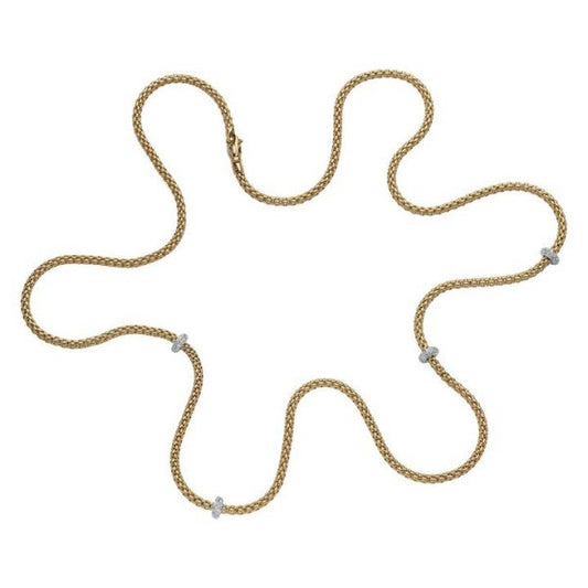 Fope Prima 18ct Yellow Gold Necklace with Diamond Set Rondels, 1.44 carats, Model 745 BBR 100