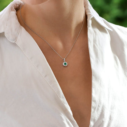 Emerald and Diamond Cluster Pendant